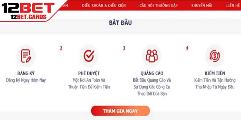 Trở thành đại lý 12BET đơn giản, nhanh chóng với vài bước đăng ký